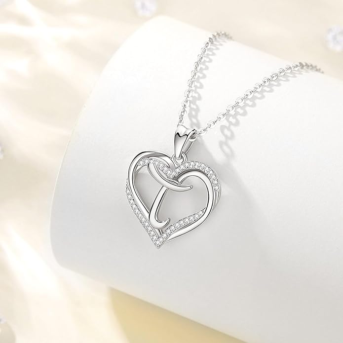 INFUSEU Unique Initial Necklaces for Women Girls Small Heart Letter Jewelry, Meaningful Personalized Gifts