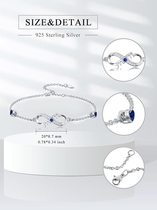 Dorunmo Infinity Bracelet Mom Bracelet 925 Sterling Silver 14K Gold Plated Infinity Heart Anklet for Women Christmas Jewelry Gifts for Wife Mom Daughter