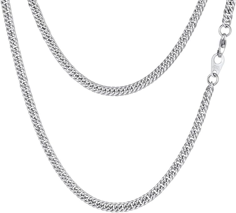 FindChic Men Curb Chain Necklace 18K Gold Plated/Stainless Steel/Black Chunky Double Tight Cuban Link Hip Hop Neck Chains for Men Boys 3.5MM/5MM/6MM/7MM/9MM/12MM 14''-30'' 8 Length Options (Send Gift Box)