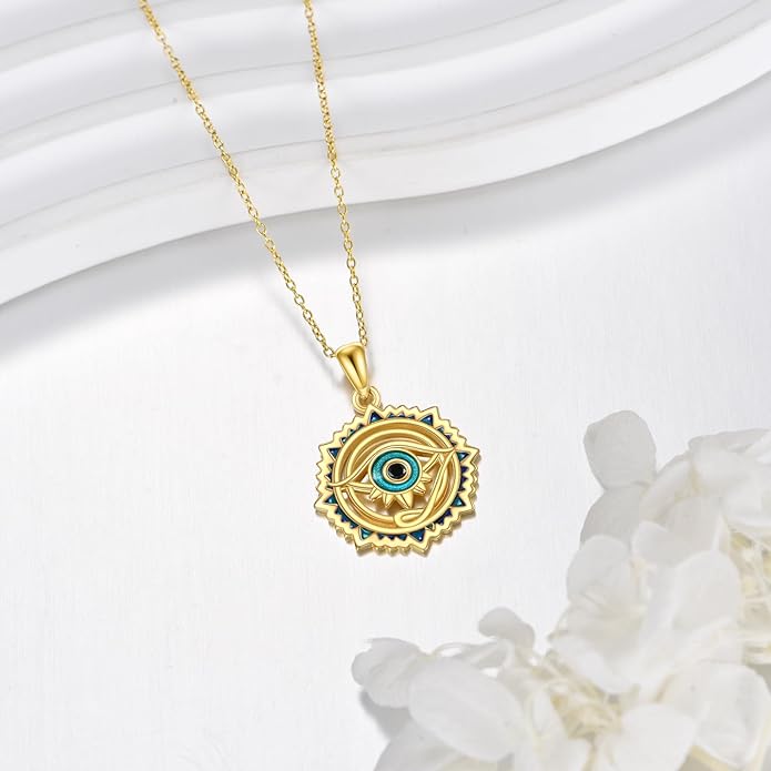 Evil Eye Necklace 925 Sterling Silver Evil Eye Pendant Necklace Greek Protection Jewelry Gifts Lucky Necklace for Women Men