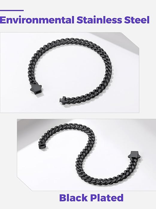 Richsteel 5/7/9/12mm Wide Miami Cuban Link Chain Bracelet for Men Women,Stainless Steel/Gold/Black Plated,7.4/8.2/9 Inch Length,Hip Hop Urban Street-wear Jewelry(Gift Wrapped)