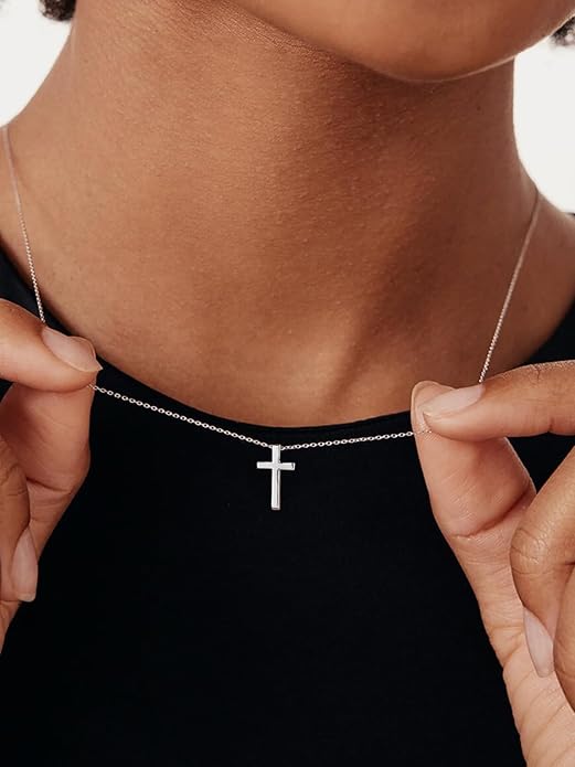 U7 Cross Necklace for Women,Silver/14K Gold Large or Small Cross Necklaces with CZ Diamond,Faith Birthday/Christmas Gift for Her Women Mother Daughter Grandmother