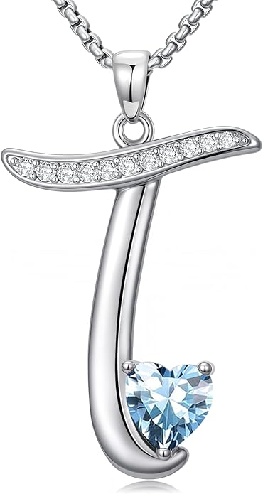 Christmas Gifts for Women Alphabet A to Z Initial Birthstone Pendant Necklaces for Women - 18k White Gold Plated Personalized Name Jewelry Valentine Mothers Day Birthday Gifts for Women Her Girlfriend
