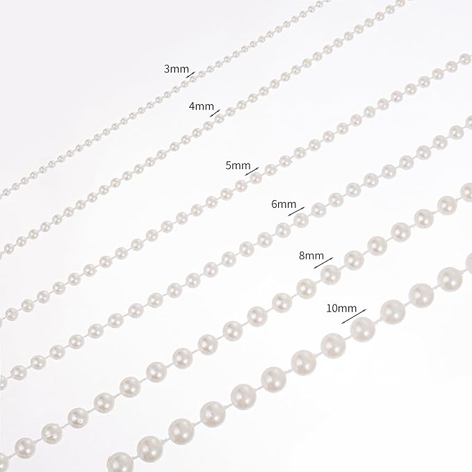 YoungJewl 6mm Crafts Faux Pearl Beads Garland Pearl Bead Roll Strand of Pearls to Decorate Floral Centerpieces Wedding Party Favor Christmas Tree(82Feet Ivory)