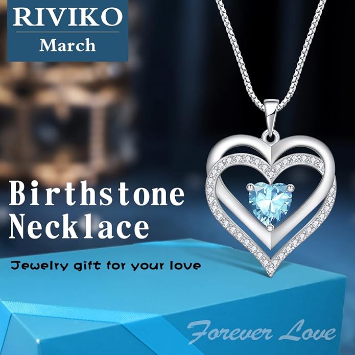 RIVIKO Infinity Heart Symbol Necklace for Women 925 Sterling Silver Love Heart Pendant Valentine's Day Mother's Day Anniversary Birthday Christmas Jewelry Gifts for Women Mom Wife Sister Her Friends