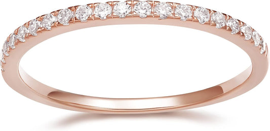 EAMTI 2mm Wedding Band Cubic Zirconia Half Eternity Stackable Brass Engagement Ring Size 3-13