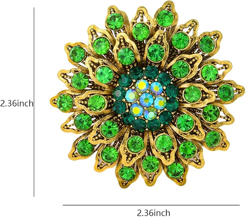 Large Crystal Flower Brooch Pin for Women Red purple pink green Rhinestone Flower Lapel Pin Wedding Party Birthday Dance Banquet Dress Suit Ceremony Clothes Hat Bag Accessories Jewelry