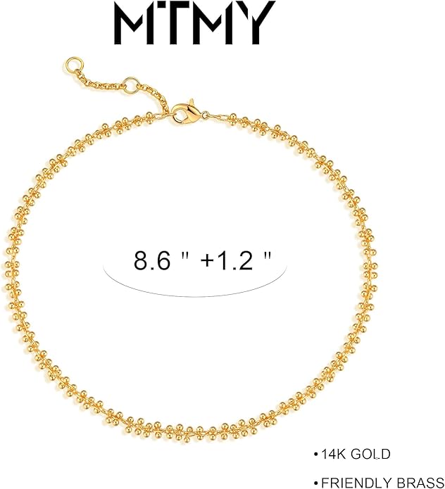 MTMY Gold Anklets for Women 14K Gold Plated Tiny Bead Anklet Colorful Tassel Foot Chain Dainty Adjustable Cute Summer Beach Boho Anklets Jewelry Gift