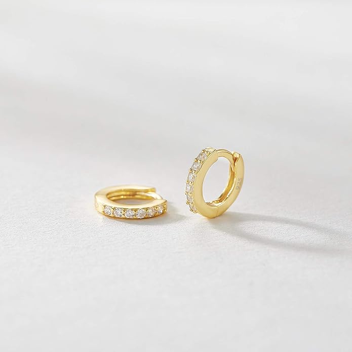 SWEETV 925 Sterling Silver Huggie Hoop Earrings for Women Girls-Tiny Small Cartilage Hoop Earring