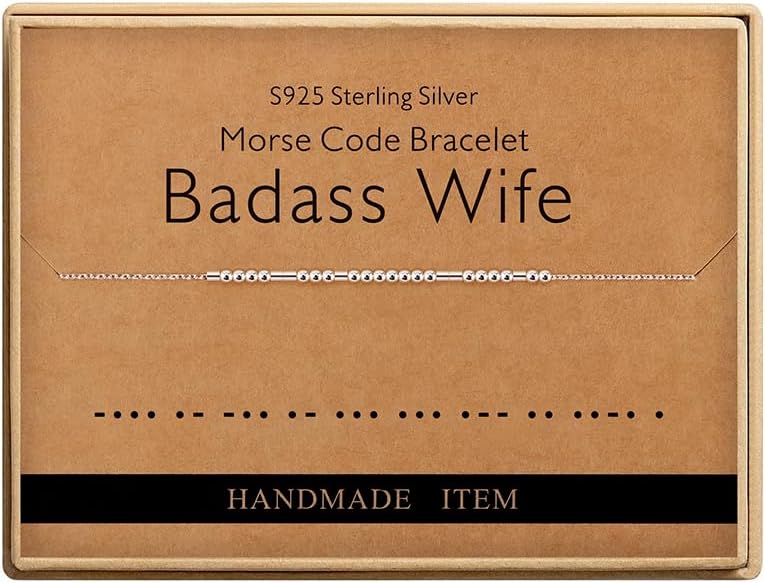 Monily Inspirational Gifts for Women Morse Code Bracelets for Women Funny Bracelet for Friend Funny Gift for Women Sterling Silver Bracelet for Women