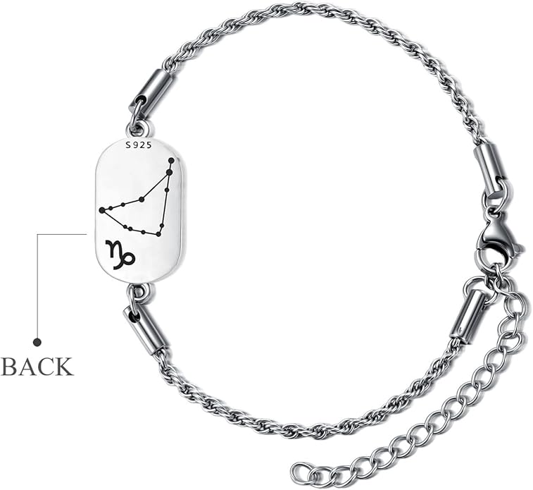 SIMONLY Zodiac Bracelet 925 Sterling Silver Constellation Anklet Horoscope Zodiac Jewelry Christmas Birthday Astrology Gifts for Women Men Unisex