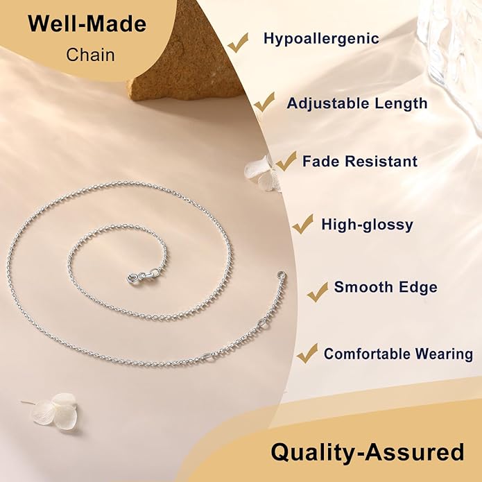 Suplight 925 Sterling Silver Necklace Chain for Women-1.1&1.5mm Chain Necklace 22k Gold Plated/Silver Necklaces for Women Thin & Sturdy-Adjustable Length-Italian Quality 16-24 Inch