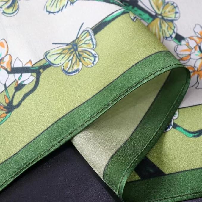 ANDANTINO 100% Mulberry Silk Square Scarf for Hair-25.6" X25.6'' Women Men Natural Silk Neckerchief Digital Printed Headscarf