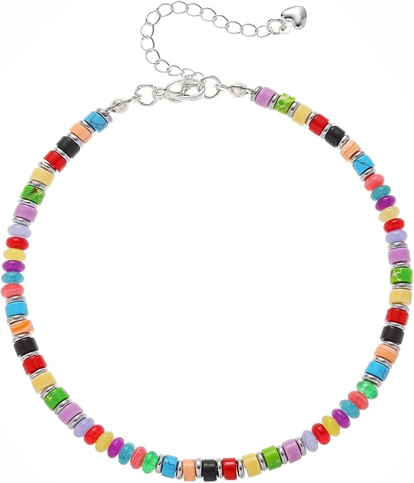 XIJIN Natural Stone Beaded Anklets for Women Handmade Beach Boho Turquoise Beads Ankle Bracelet Jewelry Gift for Her