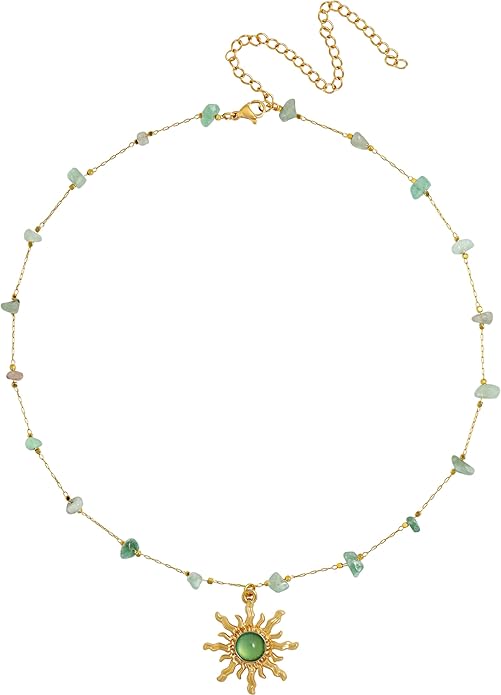 Sacina Sun Choker Necklace, Natural Crystal Necklace, Boho Hippie Jewelry, Christmas Jewelry Gift For Women