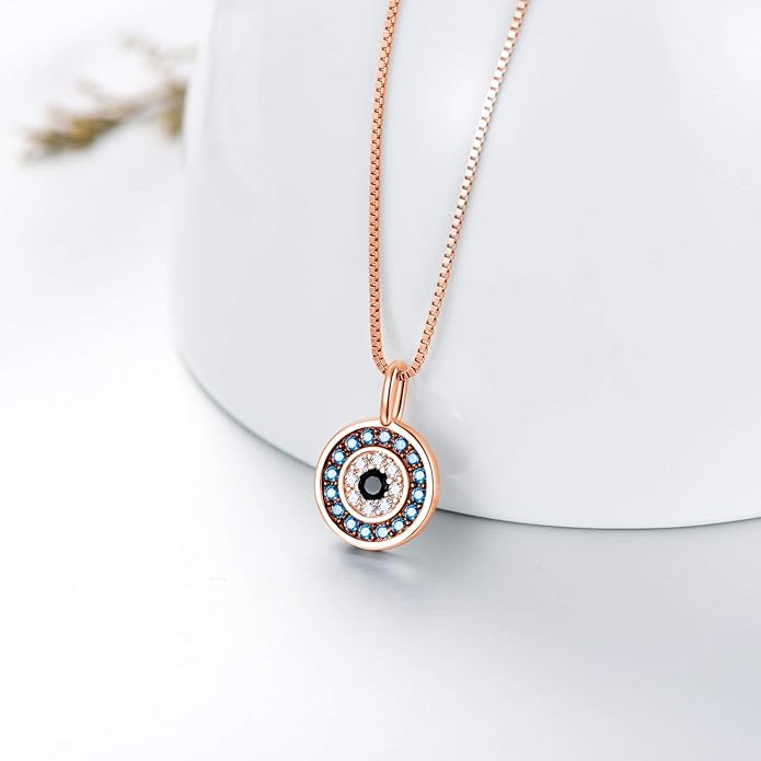 PEIMKO Evil Eye Necklace for Women 925 Sterling Silver Greek Protection Evil Eye Necklaces Jewelry Amulet Gift for Women