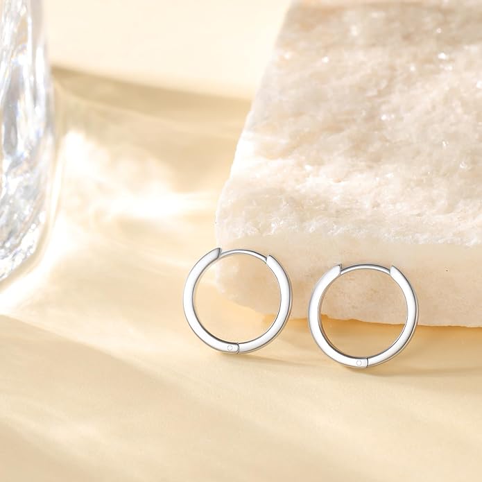 Silvora 925 Sterling Silver Small Hoop Earrings for Women Huggie Earrings Hypoallergenic Cartilage Earrings Tiny Hoops 6mm/8mm/10mm/12mm/14mm/16mm/18mm/20mm