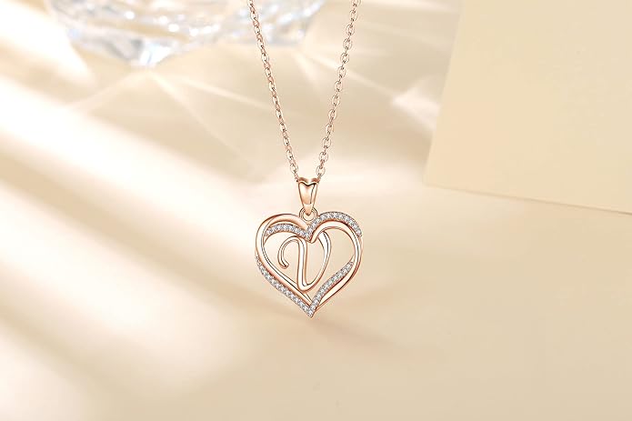 INFUSEU Unique Initial Necklaces for Women Girls Small Heart Letter Jewelry, Meaningful Personalized Gifts