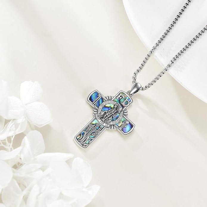 YFN Patron Saint Necklace Sterling Silver Amulet Medal Pendant Religious Protector Jewelry Gifts for Women Men