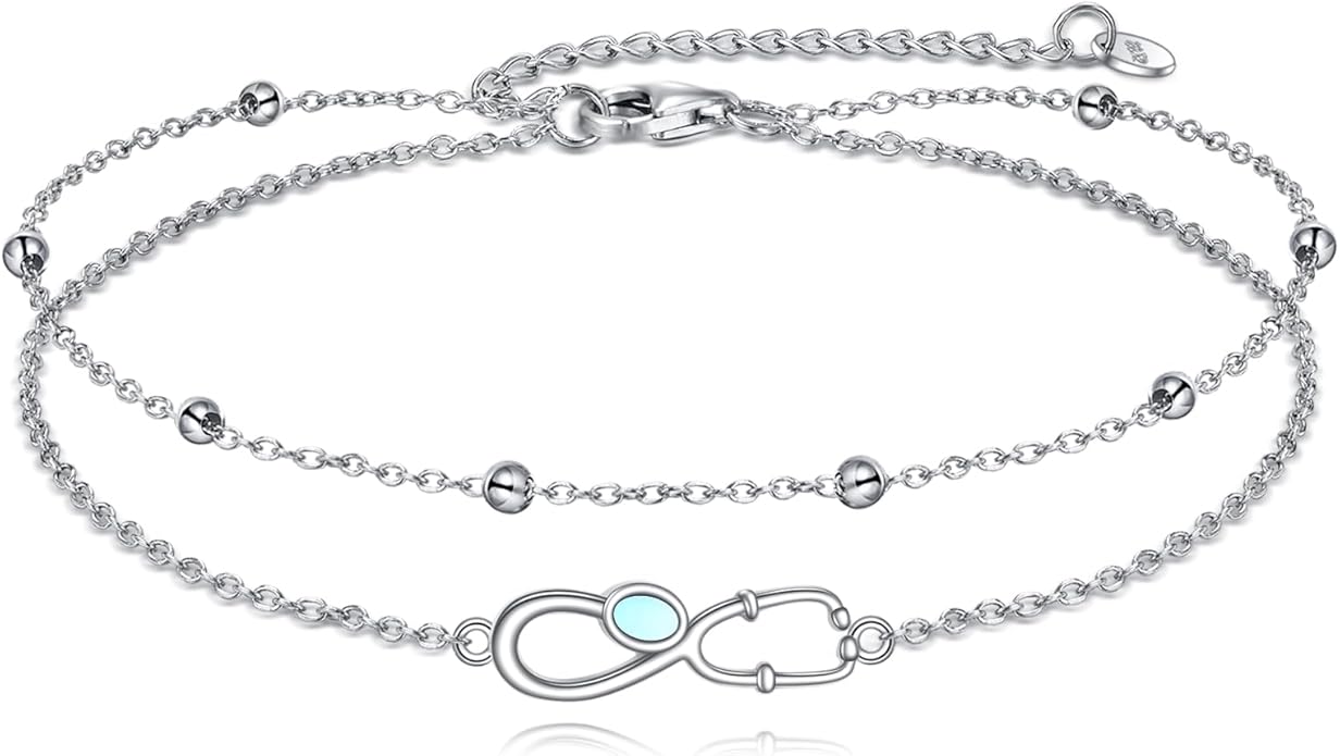 TIGER RIDER Dragonfly Anklet Sterling Silver Dragonfly Gifts Jewelry for Women with Crystal Birthday Anniversary
