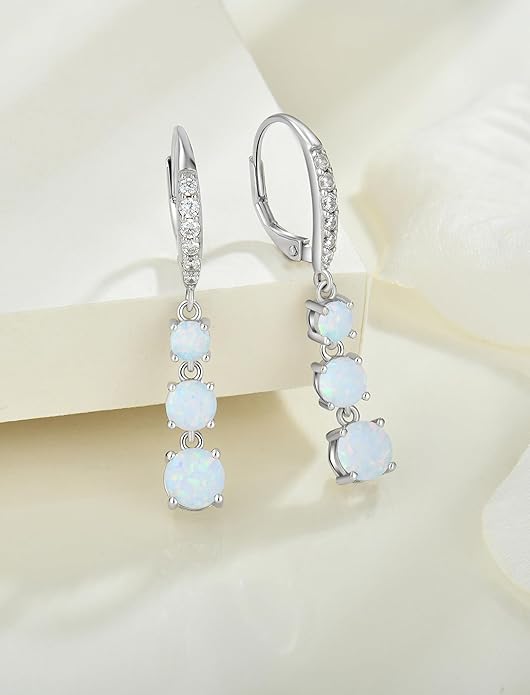 Starchenie Dangle Drop Earrings for Women 925 Sterling Silver Leverback Earrings Birthstone Jewelry
