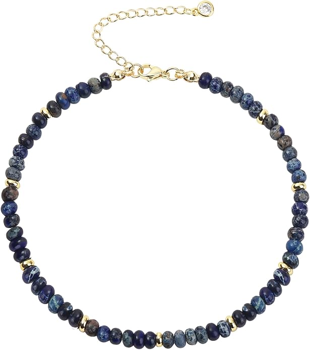Natural Stone Beaded Anklets Bracelets for Women Handmade Beaded Anklet Bracelet Waterproof Boho Beads Ankle Bracelet Adjustable Summer Jewelry
