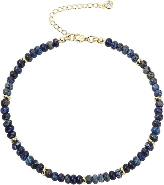 Natural Stone Beaded Anklets Bracelets for Women Handmade Beaded Anklet Bracelet Waterproof Boho Beads Ankle Bracelet Adjustable Summer Jewelry