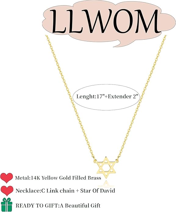 Gold Necklace for Women-14k Gold Plated Infinity Necklace Star Of David Necklace Evil Eye Cross Pendants Heart Dainty Gold Necklace For Women