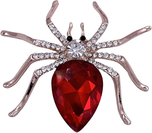 SELOVO Spider Scarf Brooch Pin Broach Crystal Jewelry Rose Gold Tone