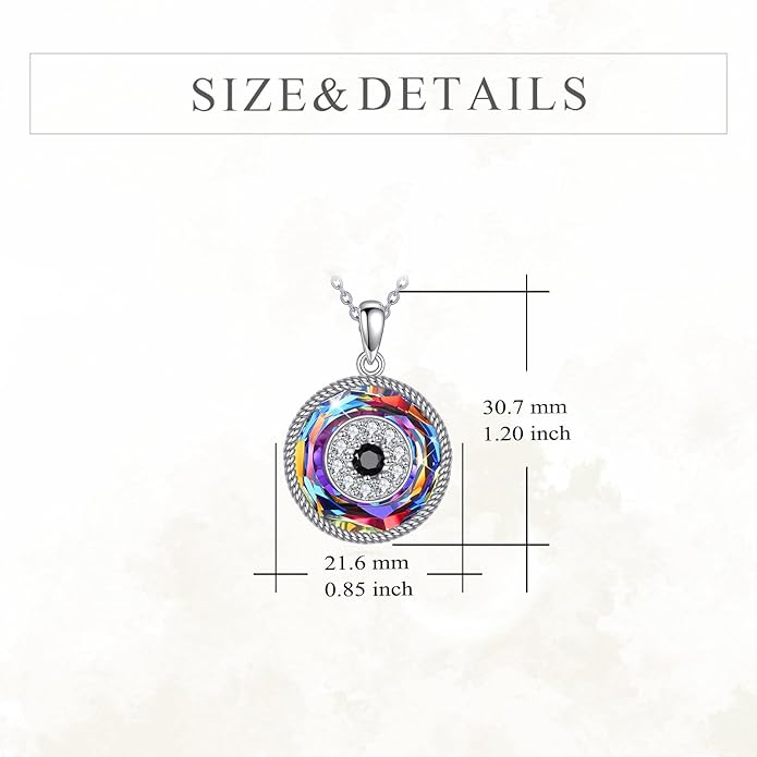 YFN Evil Eye Pendant Necklace for Women 925 Sterling Silver Greek Protection Jewelry with Blue Sapphire and Black Cz Amulet Gift