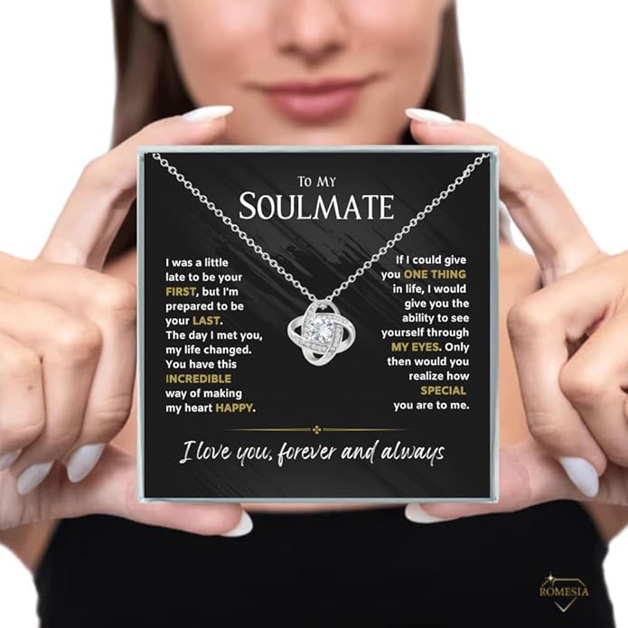 To My Soulmate Necklace For Women, Soul Mate Jewelry for Women, Future Wife Gifts, To My Wife Necklace from Husband, Gifts for Girlfriend, Pendant With Message Card