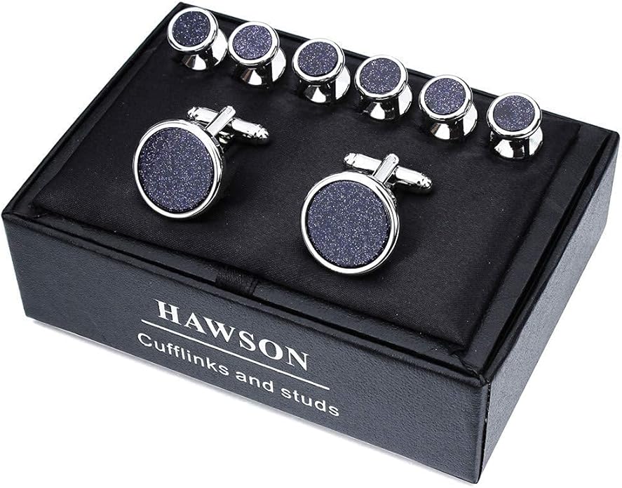 HAWSON Fashion Mother-of-Pearl Tuxedo Shirt Button and Cufflink Set, Specially Designed for Wedding Business