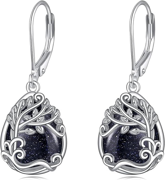 Moonstone Filigree Drop Dangle Teardrop Earrings 925 Sterling Silver Moonstone Leverback Earrings for Women Jewelry Gifts