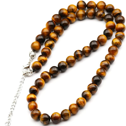 Natural Tiger Eye Beaded Choker, Genuine Golden Crystal Necklace, Fancy Gemstone Choker, 8mm Beads, Unique Fashion Jewelry, Healing Crystal Chakra Necklace, Durable Stone Necklace, Leo Necklace
