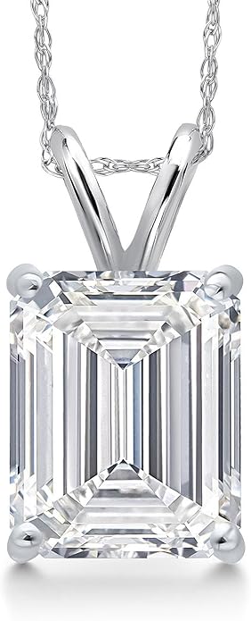 Gem Stone King 1 to 5 Carat 14K Gold IGI Certified Lab Grown Diamond Pendant Necklace For Women | Emerald Cut | E-F Color | VS1-VS2 Clarity | With 18 Inch Gold Chain