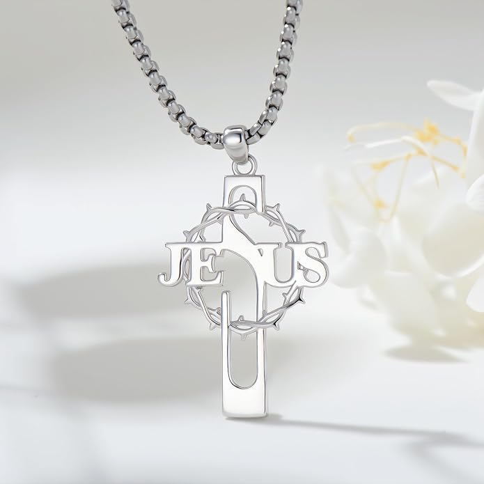 Cross Necklace for Men 925 Sterling Silver Celtic Cross Pendant Christian Jewelry Religious Christmas Gifts for Women