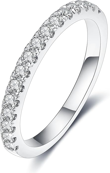 IMOLOVE Lab Grown Diamond Wedding Bands, 0.3-0.42 Carat, Eternity Rings in 18K White Gold & Sterling Silver Size 4-11