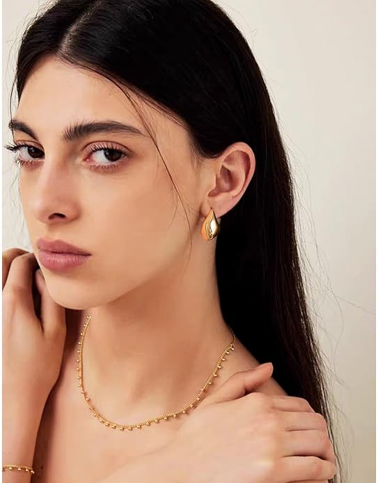 Statement Chunky Gold Earrings for Women Unique Square Stainless Steel Heaven Mayhem Button Stud Earrings Trendy Jewelry