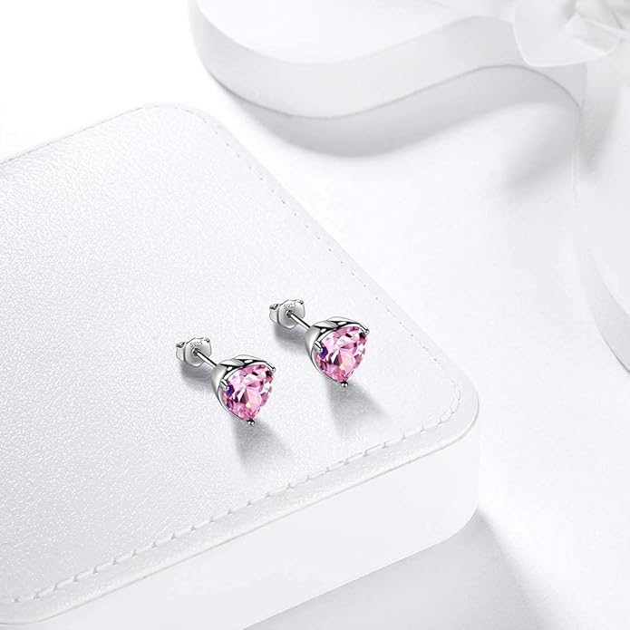 Aurora Tears 925 Sterling Silver 12 Birthstone Hearts Jewelry Women Crystal Wedding/Engagement/Bridal Heart Necklace/Earring/Ring/Bracelet Sets Jewellery