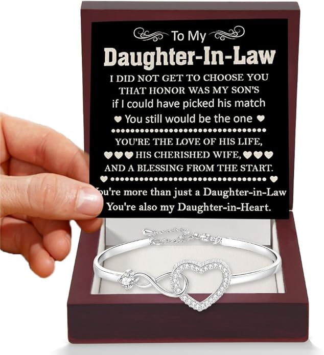 To My Beautiful Daughter In Law Bracelet From Mother-In-Law, Daughter In Law Birthday Gifts, Infinity Star Heart Bracelet For Her With Heartfelt Message Card & Elegant Box, Bonus Daughters Bracelets