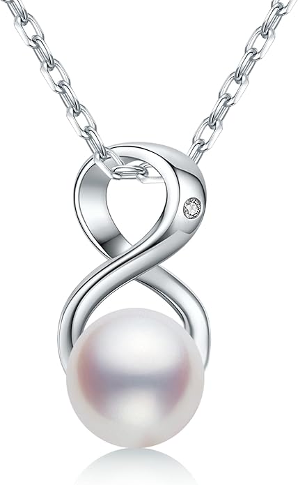 CHAULRI Premium Cultured Freshwater White Pearl Pendant Necklace 18K Gold Plated Sterling Silver gifts for Women for Her Wife Mom Daughter