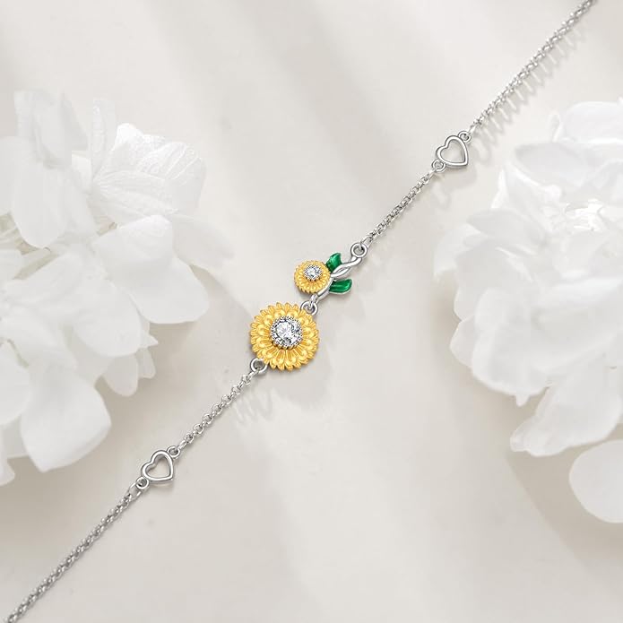 AOBOCO Sterling Silver Anklet for Women Crystal Butterfly Dragonfly Evil Eye Ankle Bracelet
