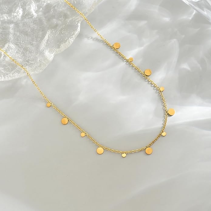Gold Chain Necklace for Women 18K Gold Plated Stainless Steel Necklace Dainty Star Cross Heart Choker Chains Simple Delicate Minimalist Trendy Jewelry