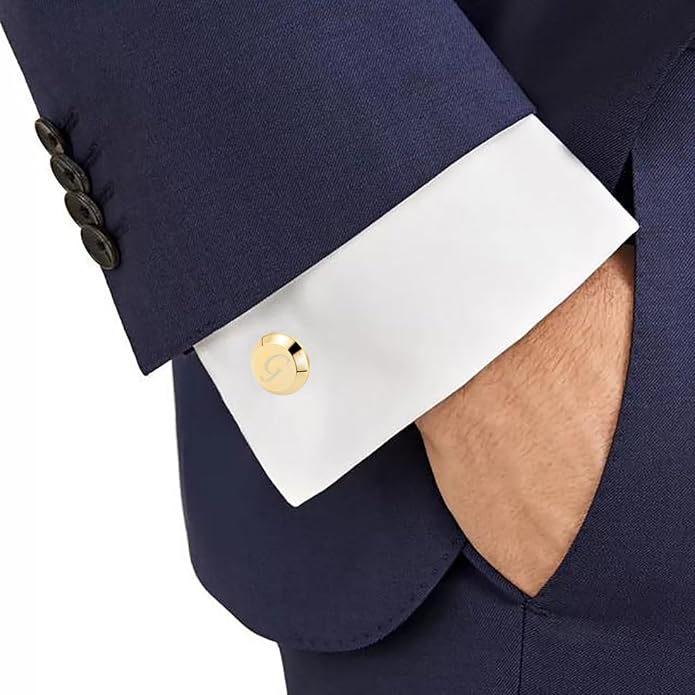 GWD Cufflinks for Men Stainless Steel Initial Cuff Links Alphabet Letter A-Z Groom Father Gift