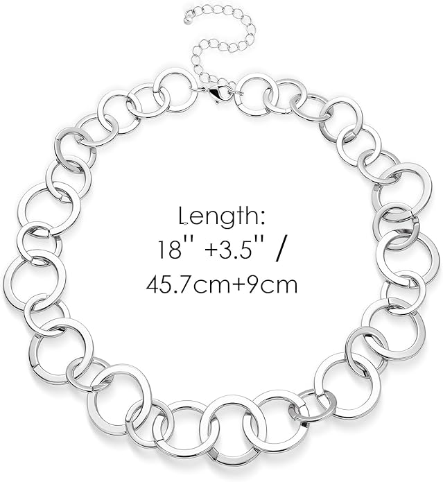 Chunky Gold Necklace for Women: 14k Gold Plated Loop Chain Link Statement Choker Necklace for Women - Chunky Fashion Pendant Jewelry