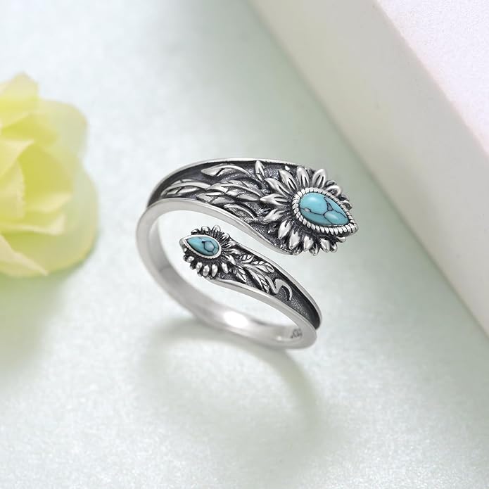 Spoon Rings for Women 925 Sterling Silver Mushroom/Phoenix/Snake/Cardinal/Octopus/Tree of Life/Sunflower/Highland Cow/Dragonfly/Dragon/Horse/Sea Turtle/Frog Rings