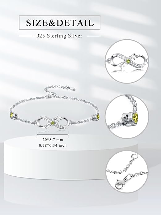 Dorunmo Infinity Bracelet Mom Bracelet 925 Sterling Silver 14K Gold Plated Infinity Heart Anklet for Women Christmas Jewelry Gifts for Wife Mom Daughter