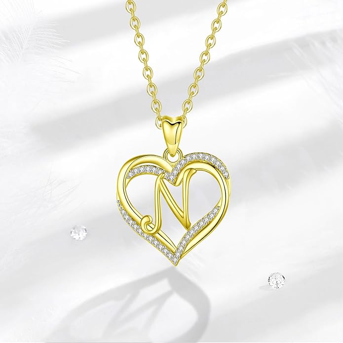 INFUSEU Unique Initial Necklaces for Women Girls Small Heart Letter Jewelry, Meaningful Personalized Gifts