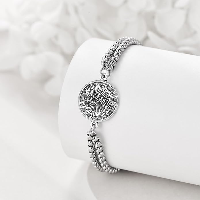 YFN Patron Saint Bracelet Sterling Silver Religious Protector Bracelet Jewelry Gift for Women Men