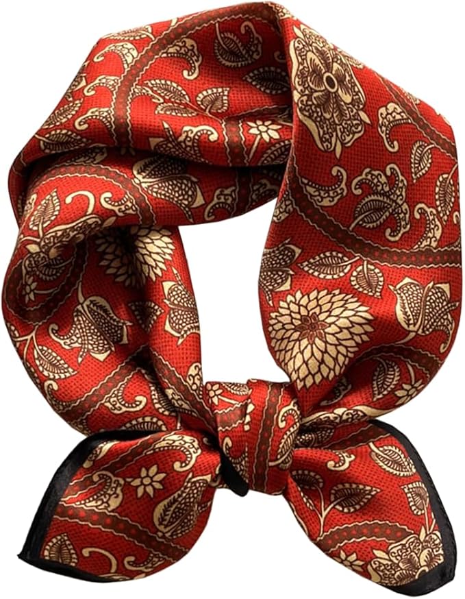 ANDANTINO 100% Mulberry Silk Square Scarf for Hair-25.6" X25.6'' Women Men Natural Silk Neckerchief Digital Printed Headscarf